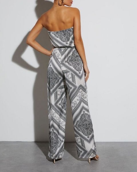 BLACK-WHITE-PRINTED JUMPSUIT XL - BLACK-WHITE-PRINTED