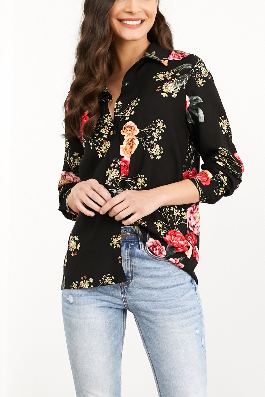 BLACK-FLORAL SHIRT