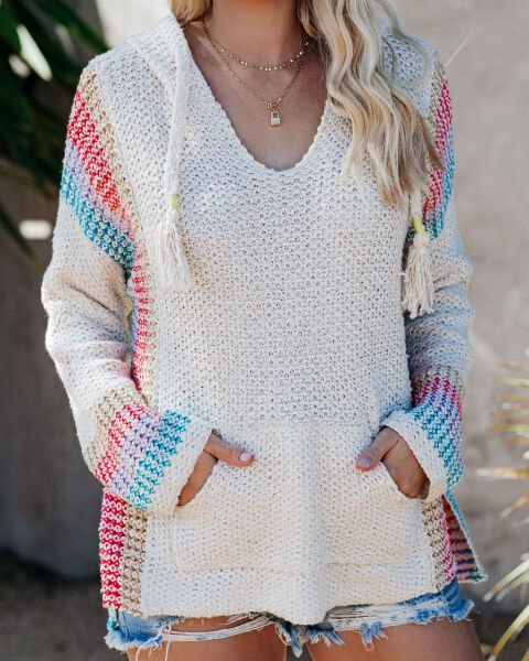 ECRU-BLUE SWEATER L - ECRU-BLUE