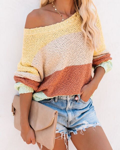 YELLOW-TILE-STRIPED SWEATER S - YELLOW-TILE-STRIPED
