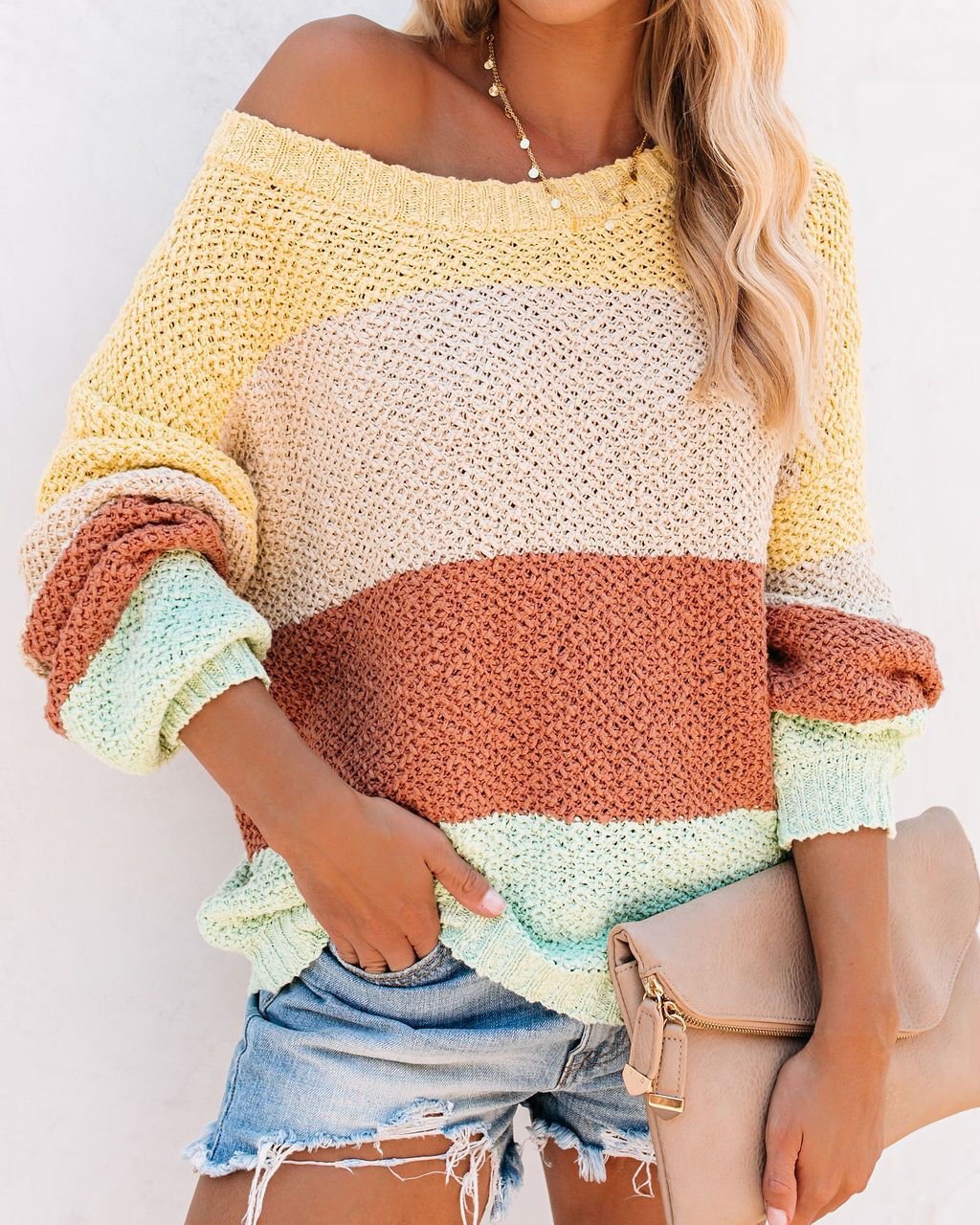 YELLOW-TILE-STRIPED SWEATER S - YELLOW-TILE-STRIPED