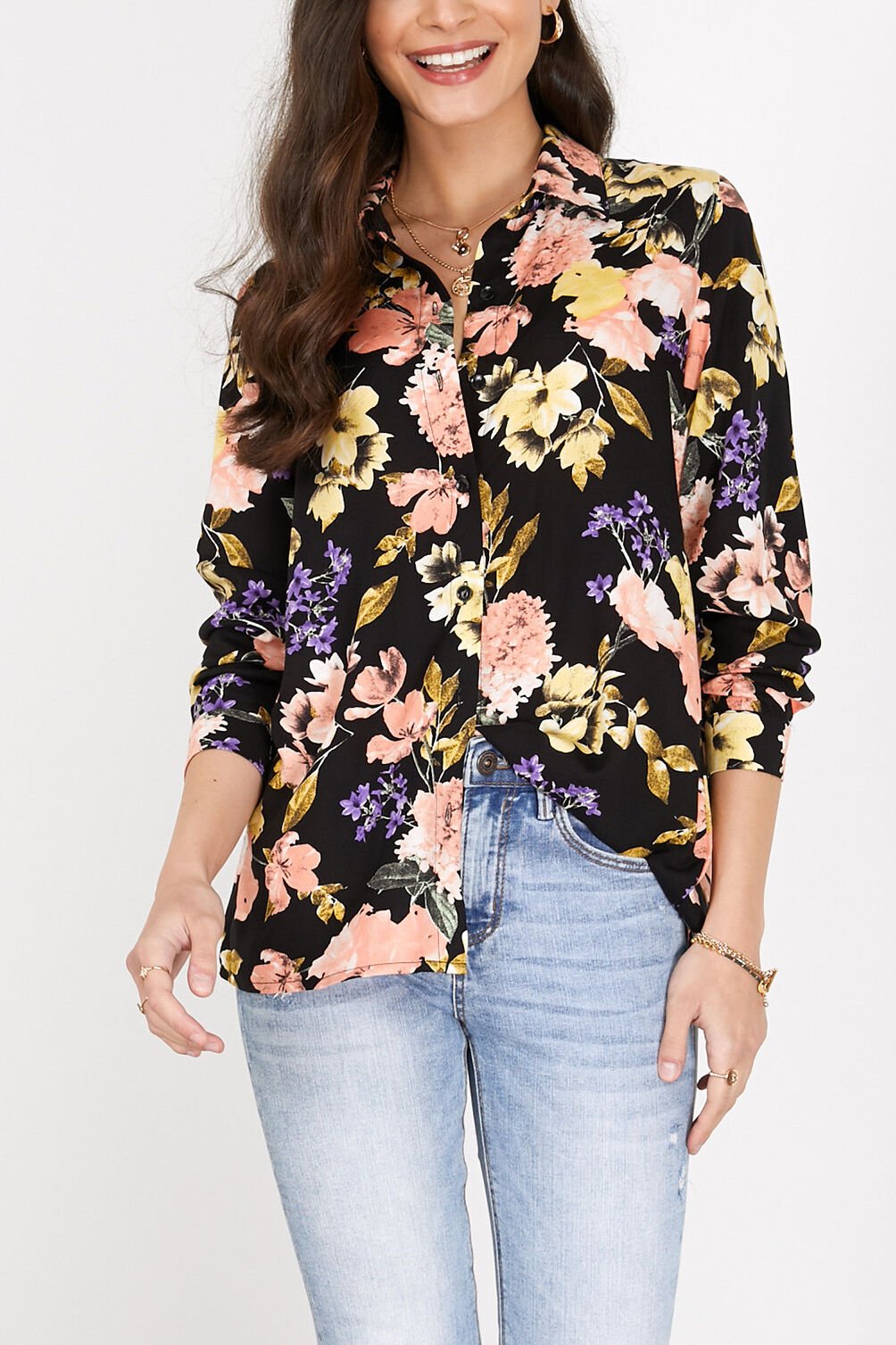 BLACK-PINK-FLORAL SHIRT