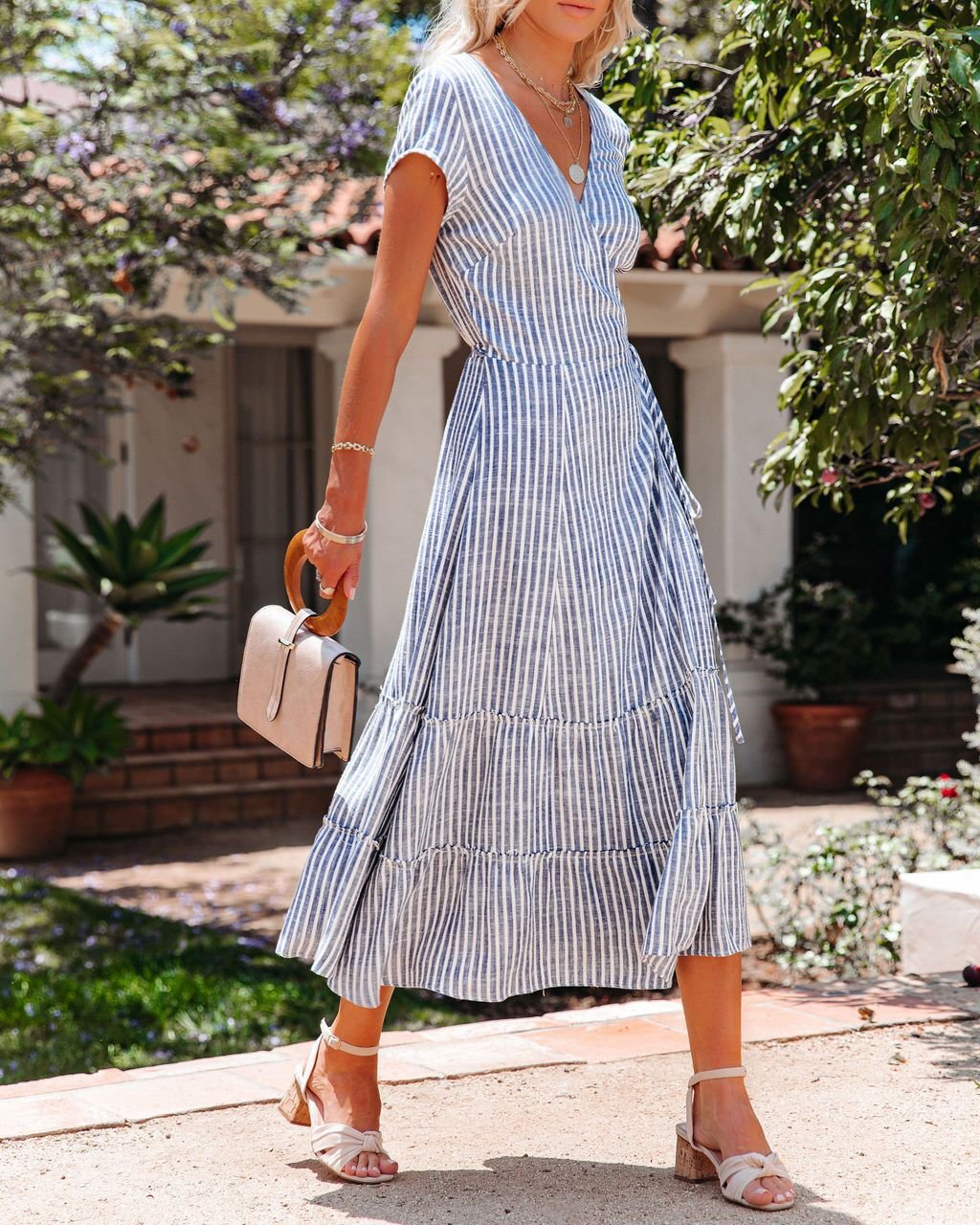 BLUE-ECRU-STRIPED DRESS M - BLUE-ECRU-STRIPED